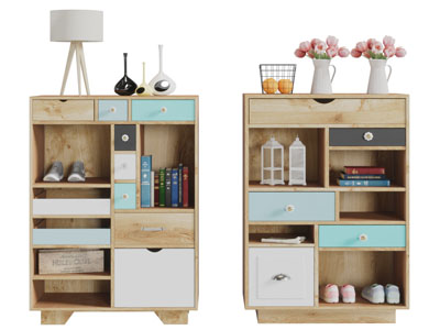 北欧撞色实木鞋柜