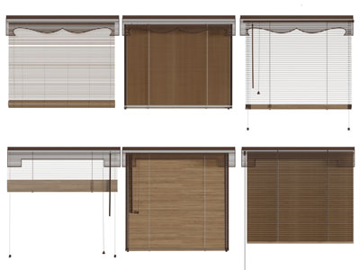 现代竹制镂空拉帘窗帘3d模型 现代竹制镂空拉帘窗帘