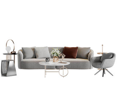 现代多人沙发休闲椅子茶几组合