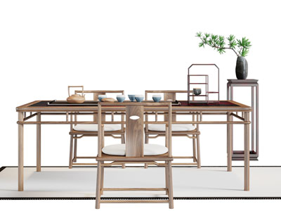 新中式实木茶桌椅组合