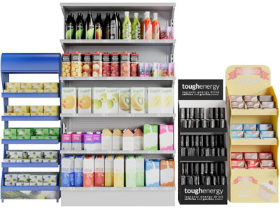 超市金属多层零食饮料货架3d模型 超市金属多层零食饮料货架