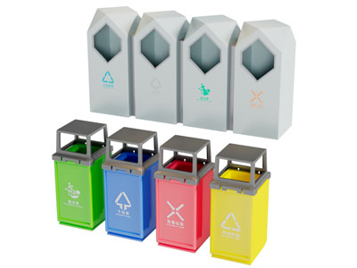 现代垃圾分类垃圾桶公共设施3d模型 现代垃圾分类垃圾桶公共设施