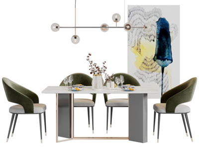 现代轻奢餐桌椅组合