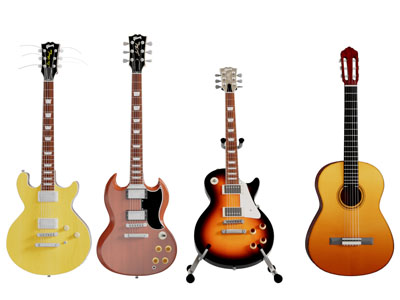 民谣吉他电吉他乐器3d模型 民谣吉他电吉他乐器