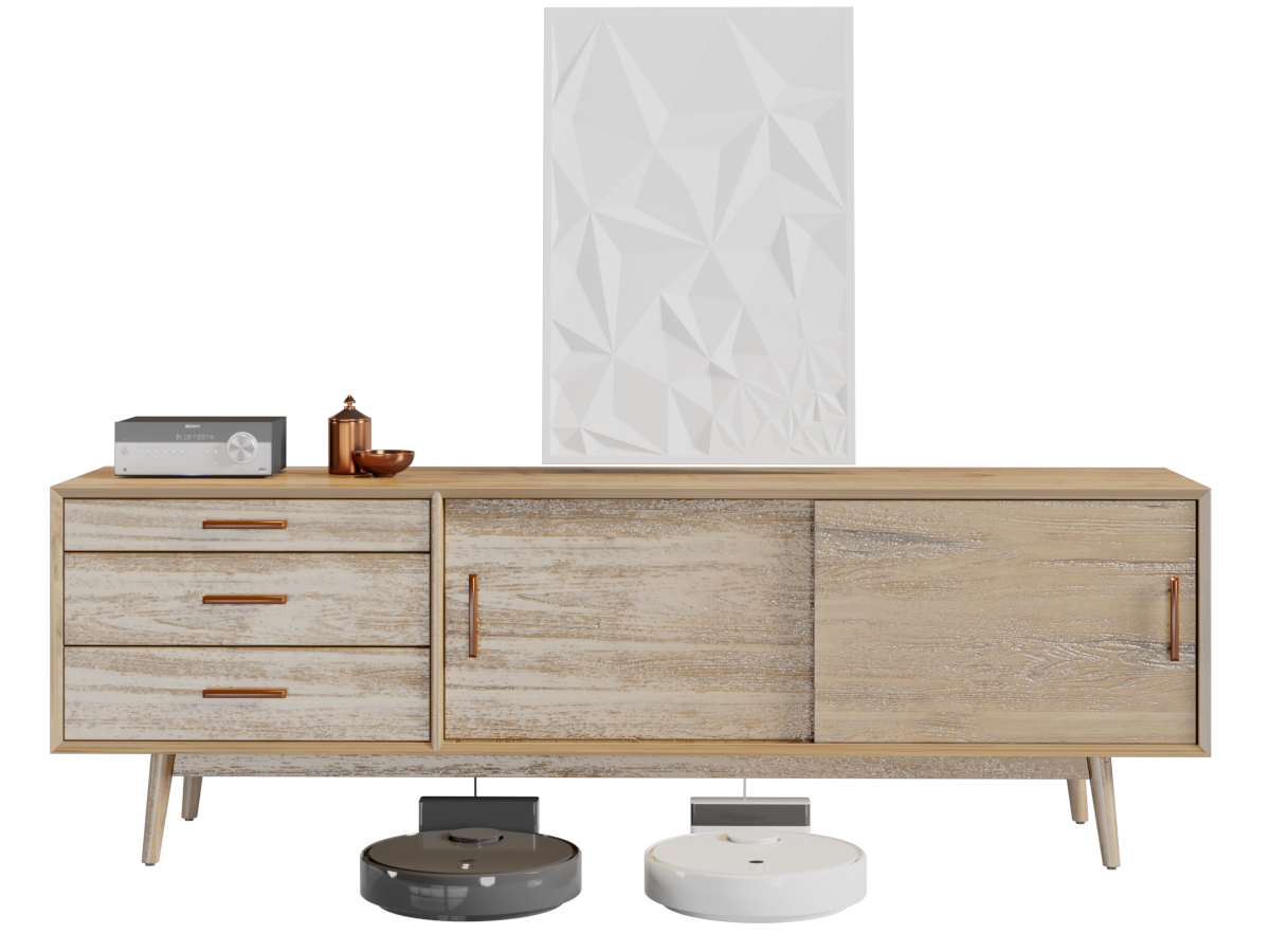 北欧实木带抽屉的电视柜