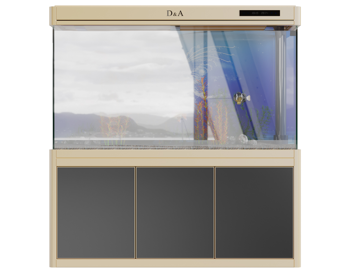 新中式下部收纳柜的鱼缸