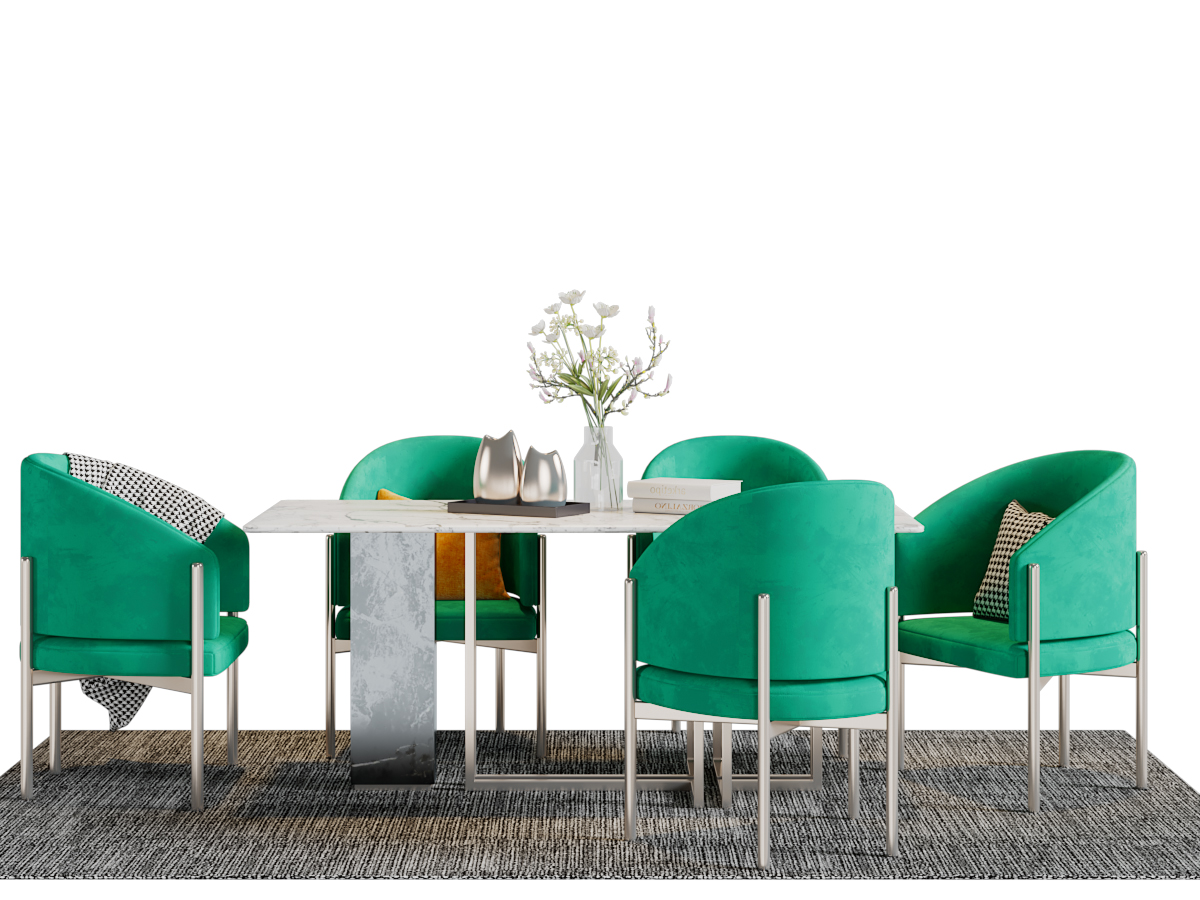 现代大理石餐桌椅组合