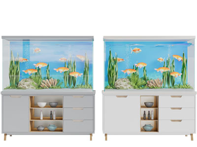 现代下面是带抽屉的收纳柜的鱼缸