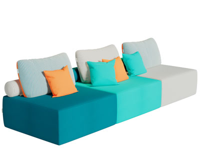 现代无扶手彩色多人沙发