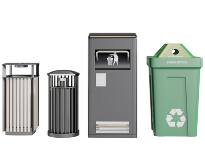 现代方形圆形垃圾桶公共设施3d模型 现代方形圆形垃圾桶公共设施