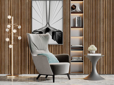 现代休闲单人沙发茶几3d模型 现代休闲单人沙发茶几