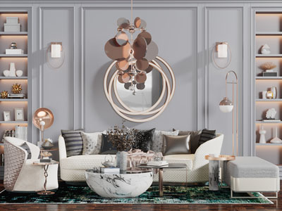 现代多人单人沙发茶几沙发凳组合