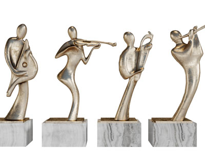 新中式抽象吹箫的仕女雕塑雕刻