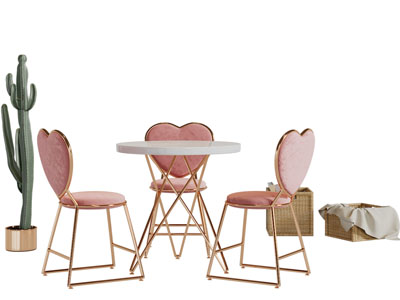 现代轻奢圆形餐桌椅组合