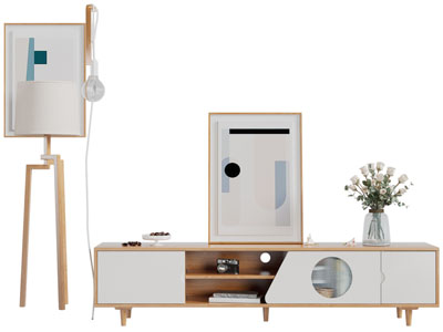 北欧实木电视柜落地灯