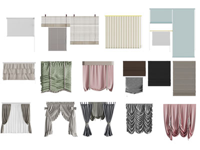 欧式窗帘罗马帘拉帘3d模型 欧式窗帘罗马帘拉帘