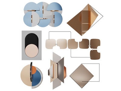 现代几何造型的墙饰挂件