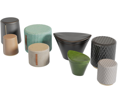 现代圆形皮革坐墩