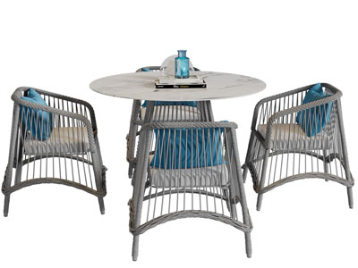 新中式圆形餐桌椅组合