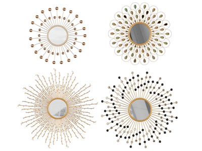 现代放射造型的装饰镜子挂件