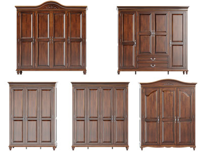 美式实木衣柜3d模型 美式实木衣柜
