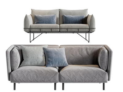 现代布艺金属支架的多人沙发