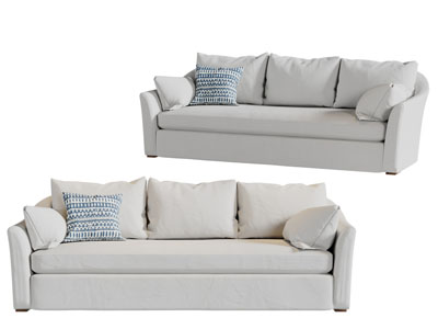 现代白色多人沙发