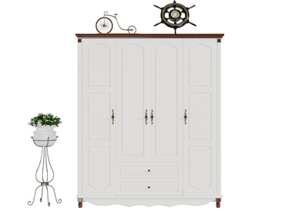 美式白色衣柜3d模型 美式白色衣柜