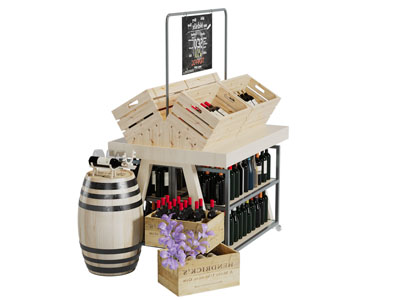 工业风实木啤酒桶酒架货架3d模型 工业风实木啤酒桶酒架货架