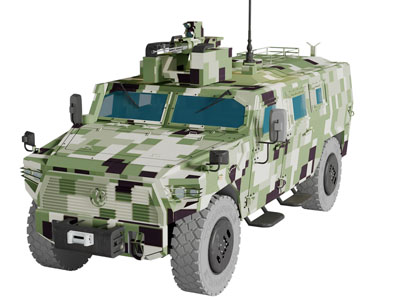 现代迷彩装饰的装甲车3d模型 现代迷彩装饰的装甲车