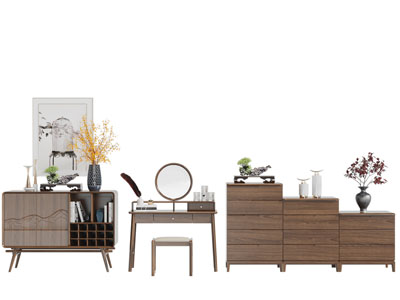 中式实木玄关柜边柜梳妆台