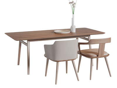 新中式实木长方形餐桌椅组合