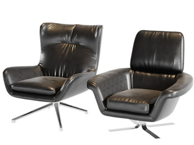 现代黑色十字形支撑的办公椅子