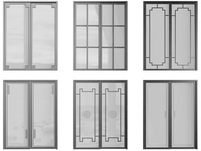 新中式玻璃推拉门