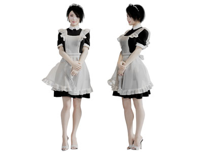 穿着女仆装的女人人物