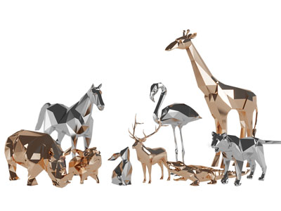 现代不锈钢几何抽象动物雕塑雕刻