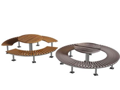现代圆形户外公共桌椅