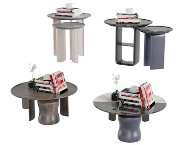 现代圆形茶几边几3d模型 现代圆形茶几边几