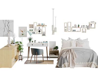 北欧梳妆台双人床