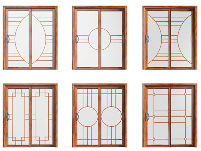 新中式实木边框的推拉门