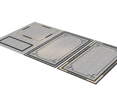 新中式长方形地毯3d模型 新中式长方形地毯