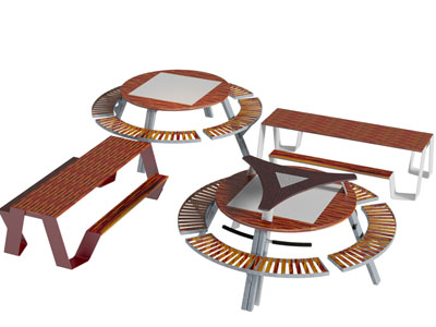 现代户外圆形长方形餐桌椅组合