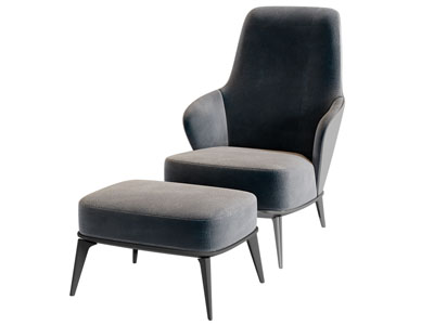 现代休闲单人沙发脚踏3d模型 现代休闲单人沙发脚踏