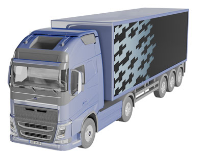 一辆蓝色带车厢的货车3d模型 一辆蓝色带车厢的货车