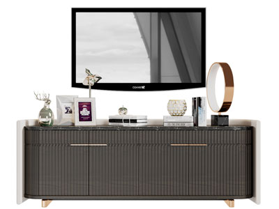 现代立体纹理的黑色电视柜