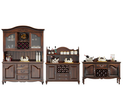 美式实木餐边柜