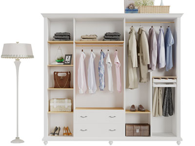 美式白色开放式衣柜3d模型 美式白色开放式衣柜