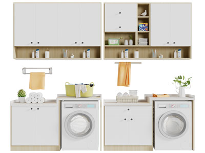 现代撞色拼接洗衣机收纳装饰柜