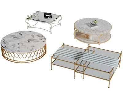 现代轻奢圆形茶几边几3d模型 现代轻奢圆形茶几边几