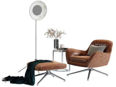 现代铁锈色休闲椅子脚踏